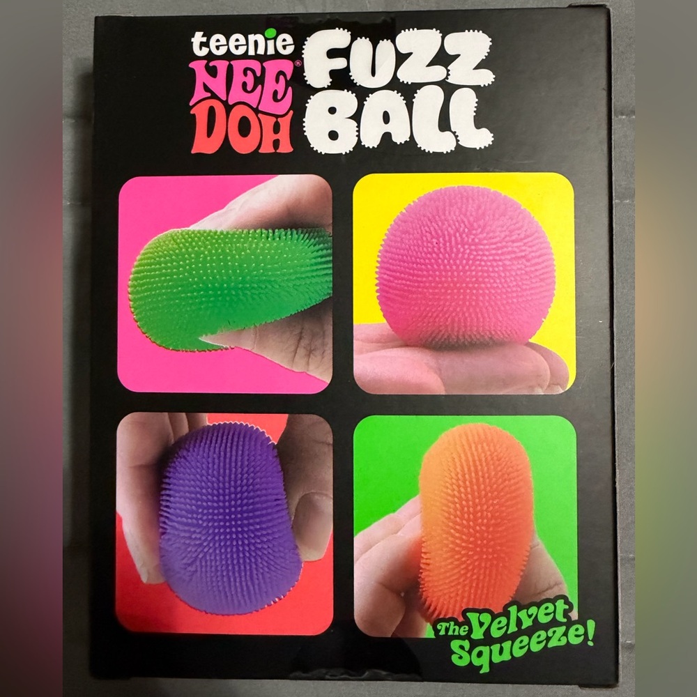 Needoh “teenie Fuzz Ball” 4-Pack - Green, Pink, Purple, Orange - Picture 2 of 2